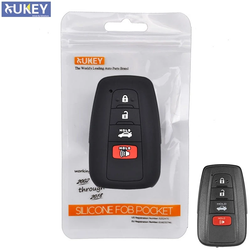 

4 Button Silicone Car Remote Key Fob Shell Cover Case For Toyota Camry Hybrid RAV4 Prius 2017 2018 Skin Holder Protector