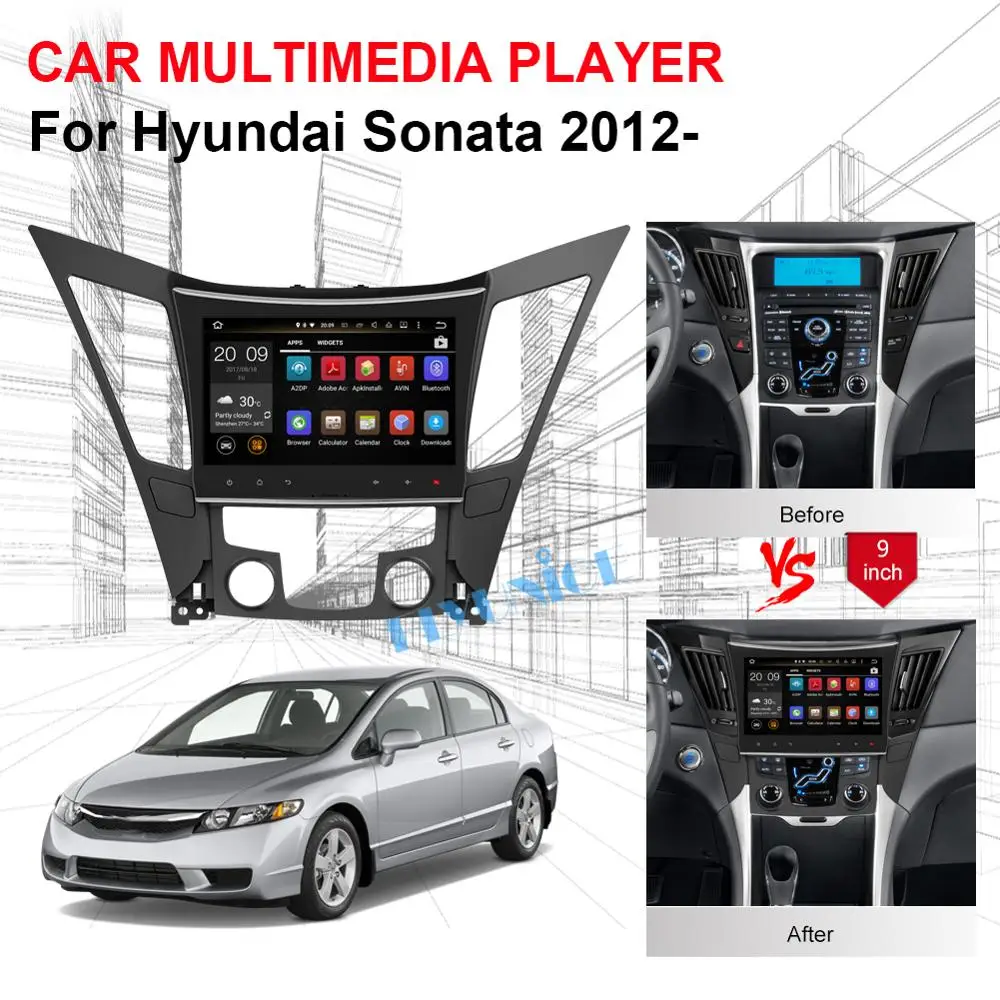 Excellent 10.1 Inch 4GB RAM Android IPS Screen Car Video Multimedia Player For Hyundai Sonata 2012 2013 2014 Car Radio Stereo Bluetooth 5