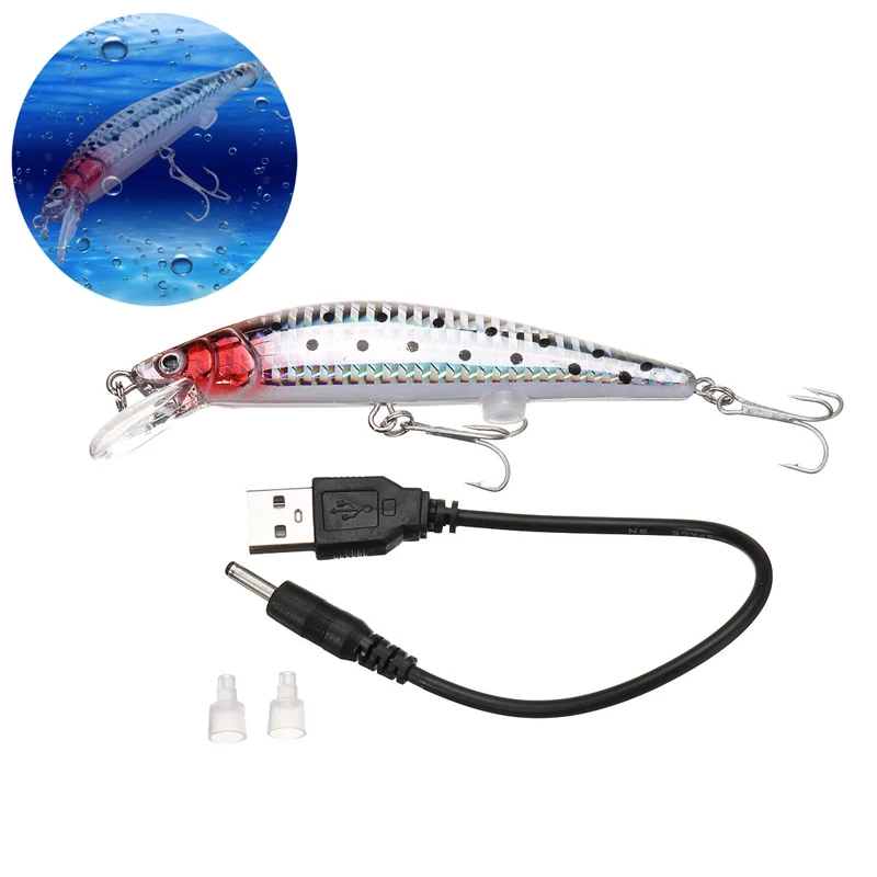 

USB Rechargeable Flashing LED light Twitching Fishing Lure 11CM 18G Bait Electric Life-like vibrate fishing Lures 1PCS