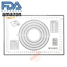 Силиконовый кондитерский коврик очень большой нескользящий с измерением, антипригарный, большой и толстый, для помадки, раскатки теста, пирога корки