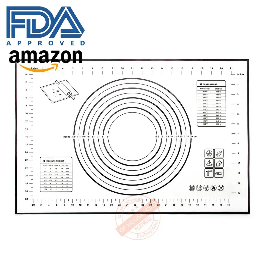 

Silicone Pastry Mat Extra Large Non Slip with Measurement, Non Stick, Large and Thick, for Fondant, Rolling Dough, Pie Crust