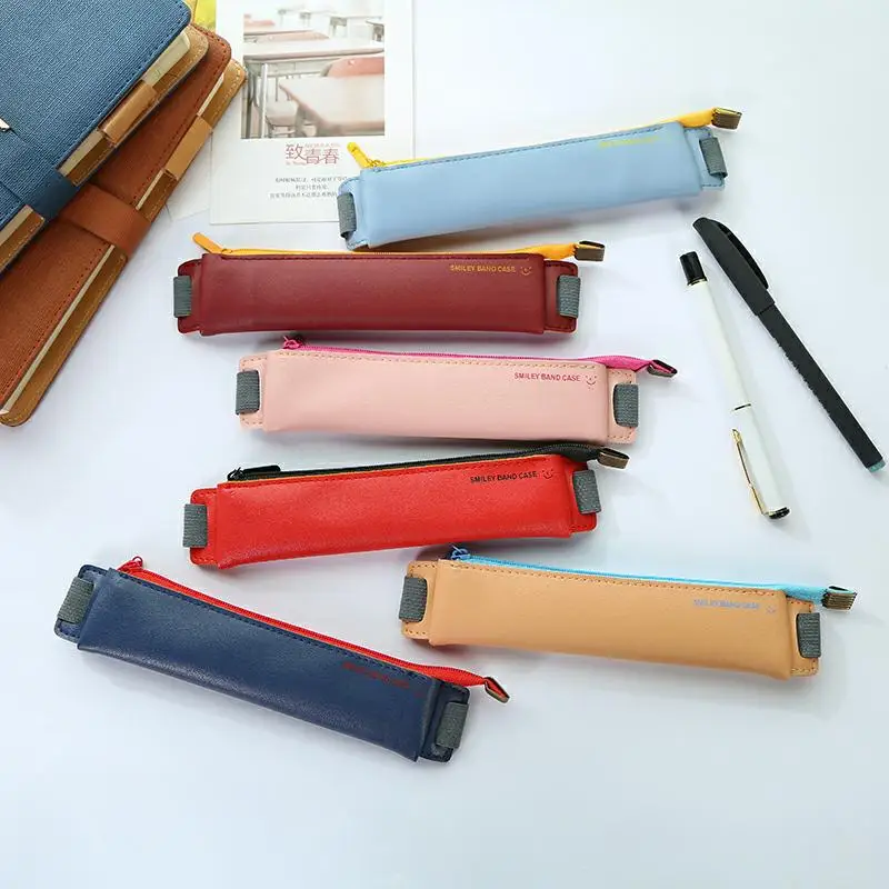 Модный чехол-карандаш из натуральной кожи с эластичной пряжкой для книг, ноутбуков, студентов, чехол-ручка, сумка для школы, офиса, встреч, удобная переноска