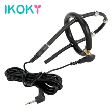 Ikoky electro Shock Секс-игрушки для Для мужчин Гей пениса Glans Кольцо стимулирует силиконовый Мастурбаторы электрическая проводимость взрослый продукт