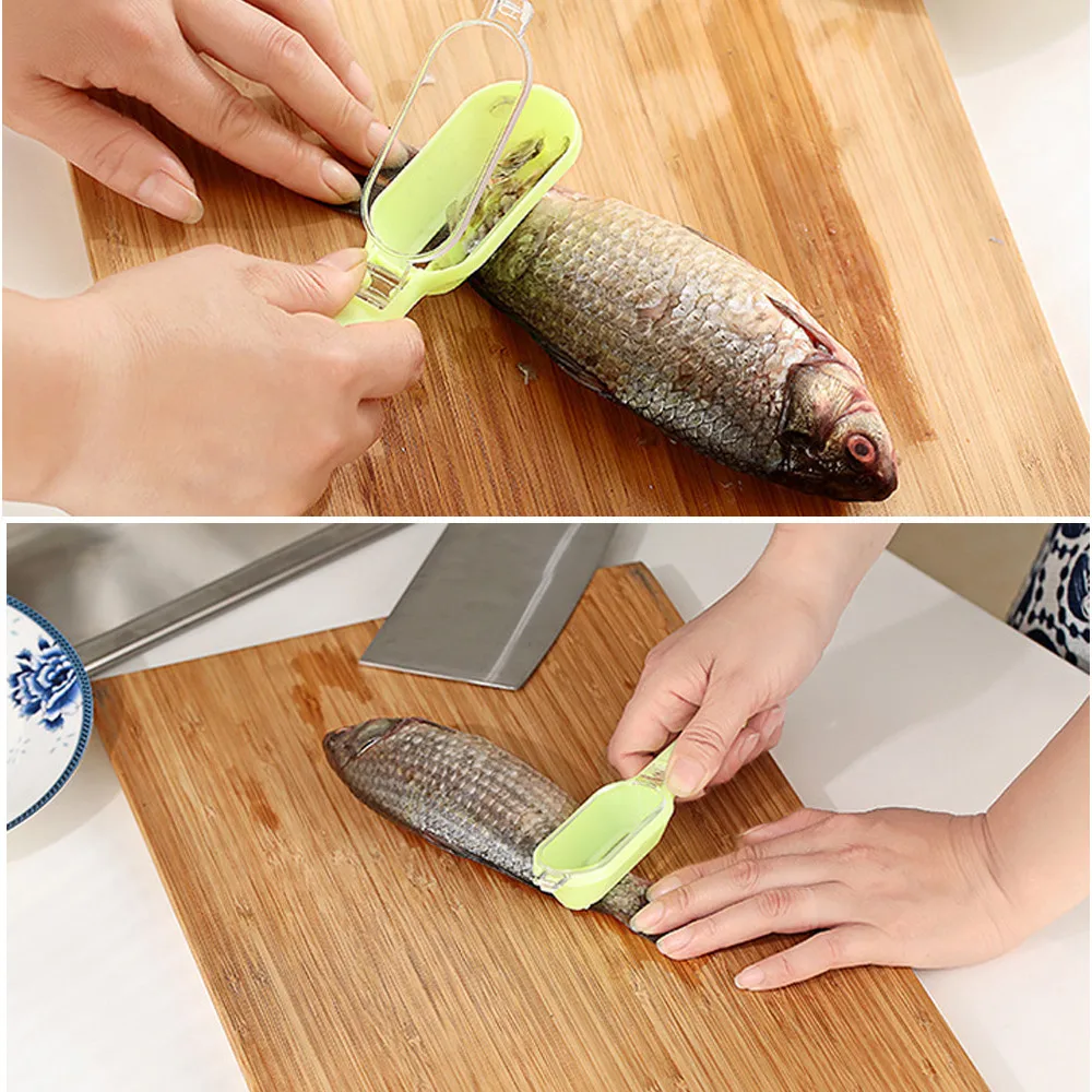 

Practical Fish Scale Remover Scaler Scraper Cleaner Kitchen Tool Peeler Fast Cleaning Fish Skin Plastic Fish Scales Brush G531