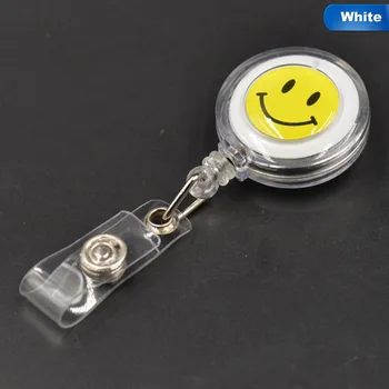 

Colorful Smile Face Badge Reel ID Cards Clips Retractable Lanyards Business Badge Holder Clips Office Stationery