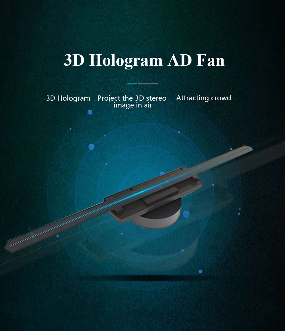 LED Holographic Projector 3D Hologram AD LED Dispaly Fan Portable Hologram Player Advertising Light APP Control
