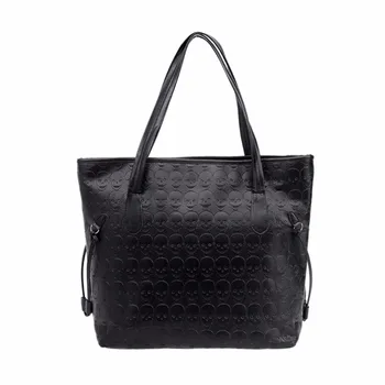 

2018 Women Vintage Leather Skull Handbags Solid Punk Shoulder Bag Fashion Soft Women Handbags Large Capacity THINKTHENDO