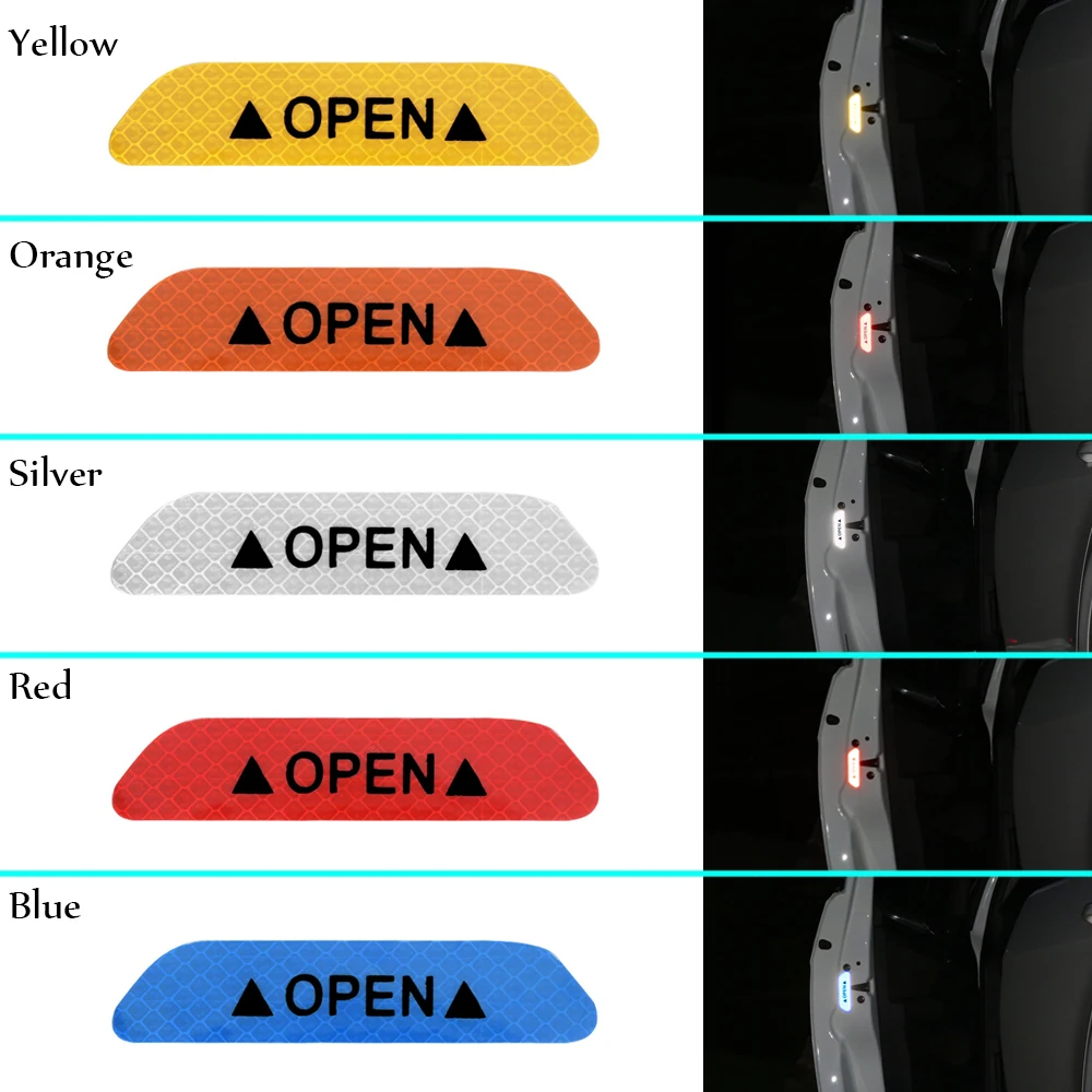 4 шт./компл. Предупреждение отражающая лента Универсальный Внешние аксессуары двери автомобиля наклейки Открытые Знаки Безопасности со светоотражающими элементами