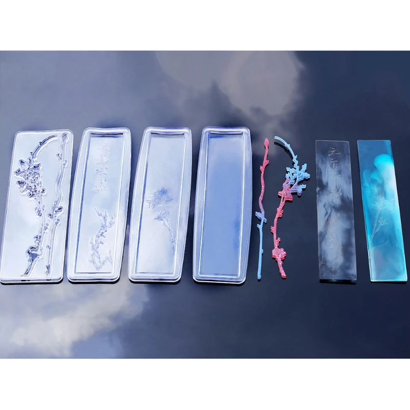 

DIY Craft Mould Rectangle Silicone Bookmark Mold with Holes Epoxy Resin Mold