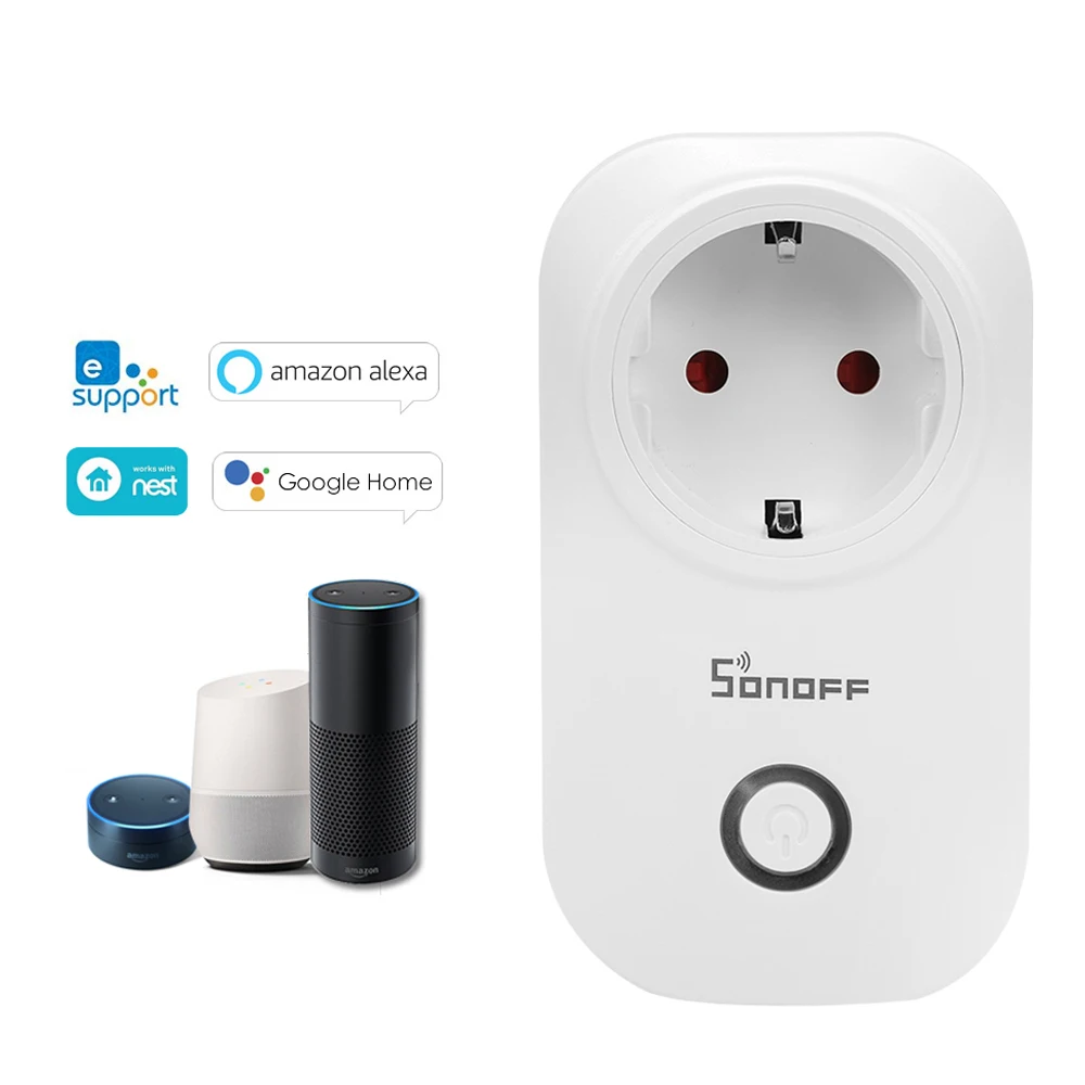 Online Sonoff S20 wifi Control remoto inalámbrico enchufe temporizador inteligente enchufe hogar inteligente toma de corriente UE F UE E EE. UU. Reino Unido estándar a través del teléfono de la aplicación
