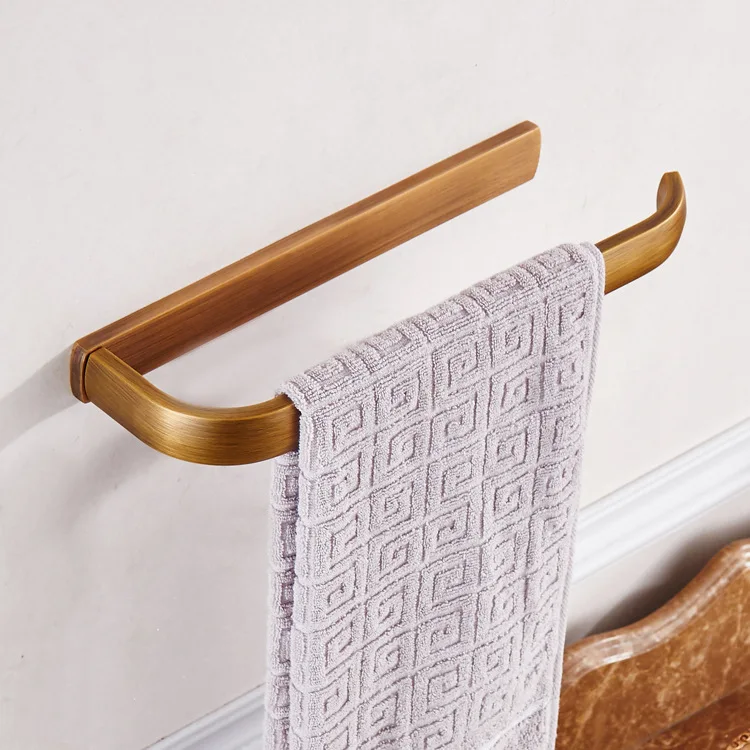 Golden Polished Bars Wall Mounted Single Towel Rack Bar Towel Holder