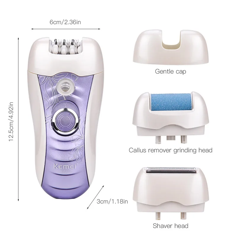 Kemei Электрический женский эпилятор Бритва для ног для удаления мозолей перезаряжаемый инструмент для удаления волос депилятор бикини триммер 43