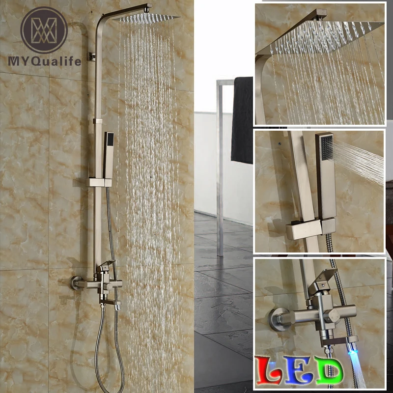 

Modern Single Handle Swivel Tub Spout Shower Set Faucet In-wall Shower Mixers with 8" Ultra Thin Rain Shower Head