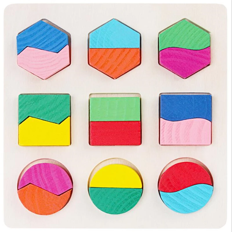 Wooden Geometric Shapes Sorting Math Montessori jigsaw Puzzle Preschool Learning Educational Game Baby Toddler Toys for Children