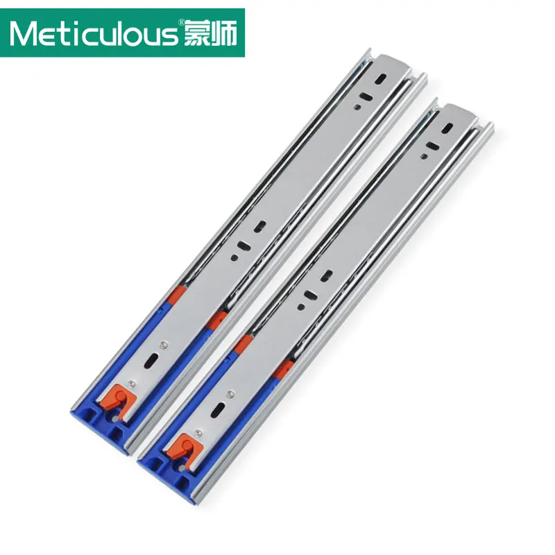 

Meticulous 2Pcs Soft Close Three sections Drawer Slides Cold-rolled Steel Drawer Rail Ball Bearing Furniture Guide Rail Buffer