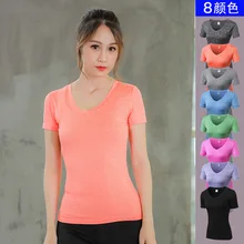 Спортивная футболка с коротким рукавом для занятий йогой, женская футболка, спортивный топ для фитнеса, женские спортивные майки фиолетового, зеленого, черного, серого, голубого, розового, оранжевого цвета