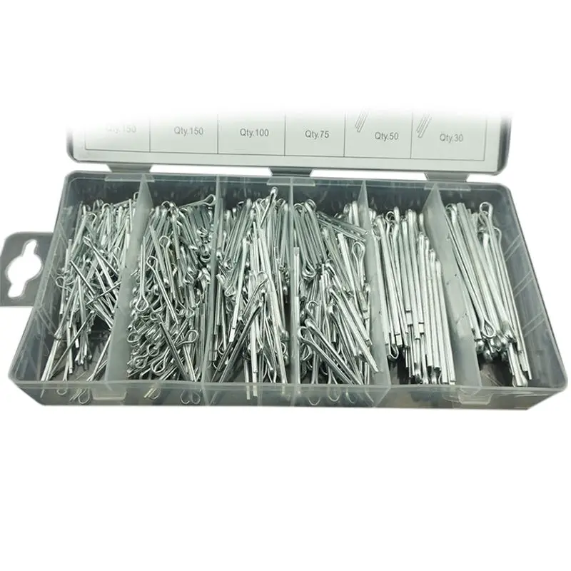 

555pcs Steel Cotter Pins Assortment Clip Key Kit with Box 6 kinds