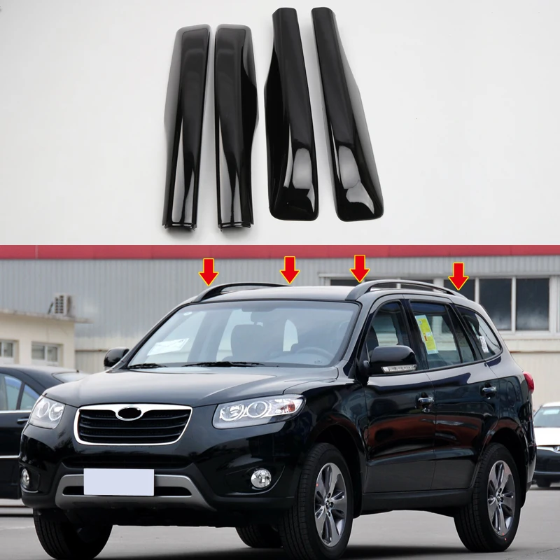 

Car Styling Black/Sliver Roof Rails Rack End Cover Shell Replace 4pcs For Hyundai Santa Fe 2010-2012