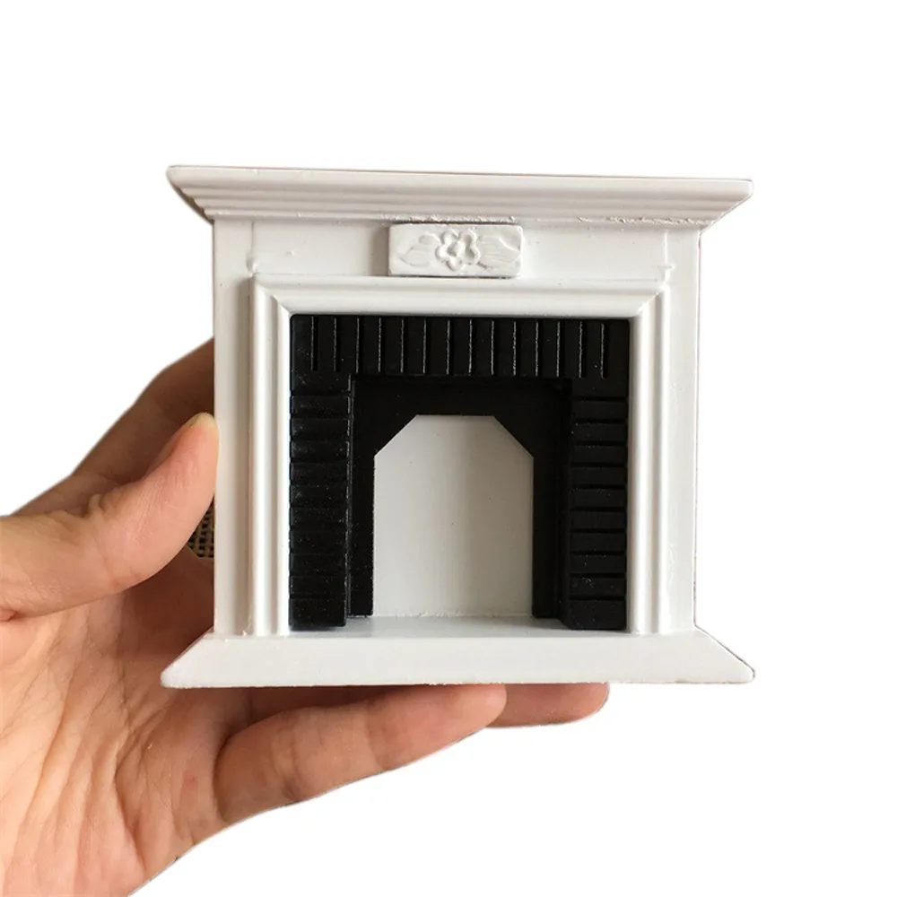 

1:12 Dollhouse Miniature Furniture Room Wooden Vintage Black White Fireplace L305