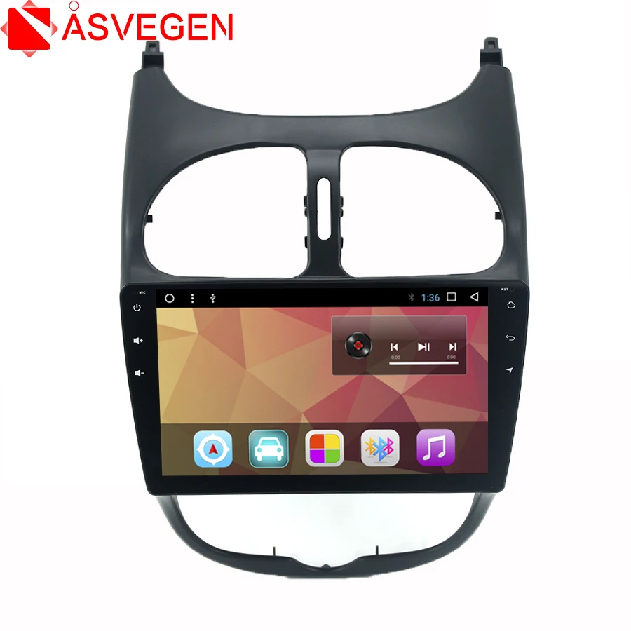 Flash Deal Asvegen Android 7.1 Octa Core Touch Screen Car Audio Stereo Radio For PEUGEOT 206 Multimedia DVD Player GPS Navigation Speaker 0