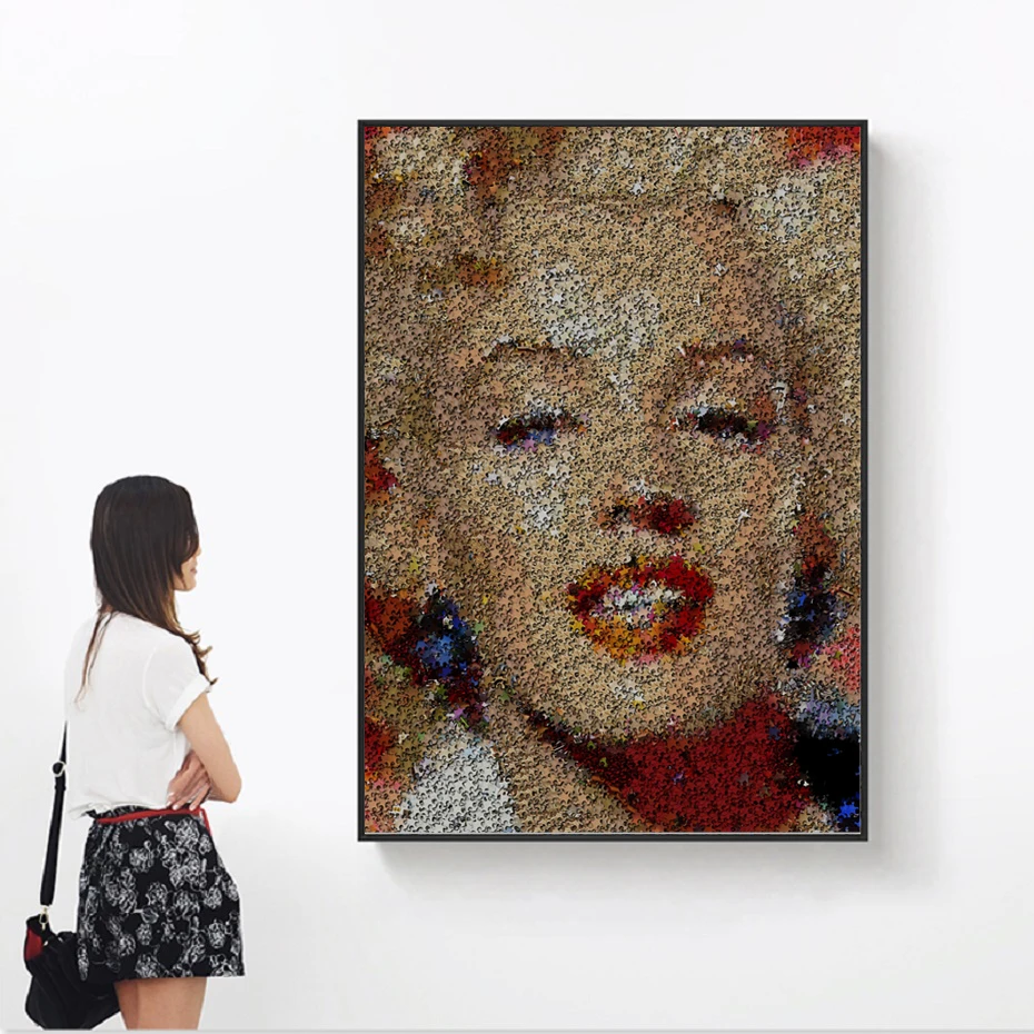 

Modern Vintage Puzzle Marilyn Monroe Canvas PaintingsBlack and White Celebrity Prints Posters Wall Pictures Living Room Decora