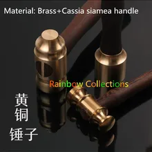 Высокое качество H62 латунный молоток+ Кассия сиамская ручка ручной работы молотки, DIY домашний молоток инструменты кожа резьба молоток