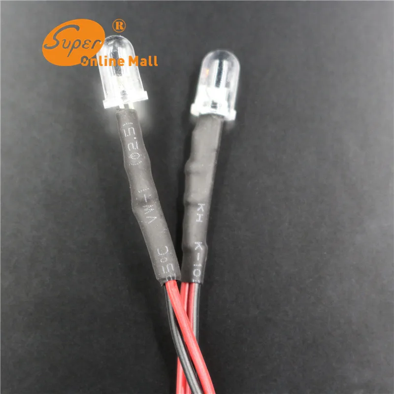 50 X 5MM LED Pre Wired Resistor 3 12V 10Each 5colors Red Blue Green