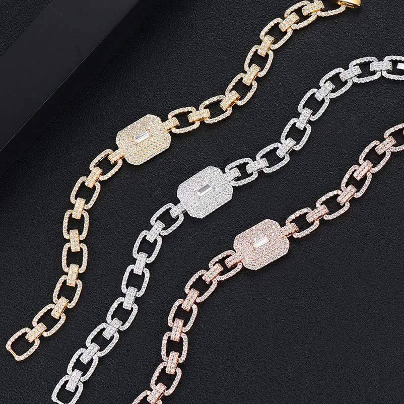 Cena GODKI luksusowe plac Link Chain bransoletki bransoletki Cubic cyrkon CZ w stylu Vintage czeski mankietów bransoletki dla kobiet Femme moda biżuteria