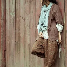 Original design during autumn season one hundred percent cotton linen lady’s loose big yards joker shirt