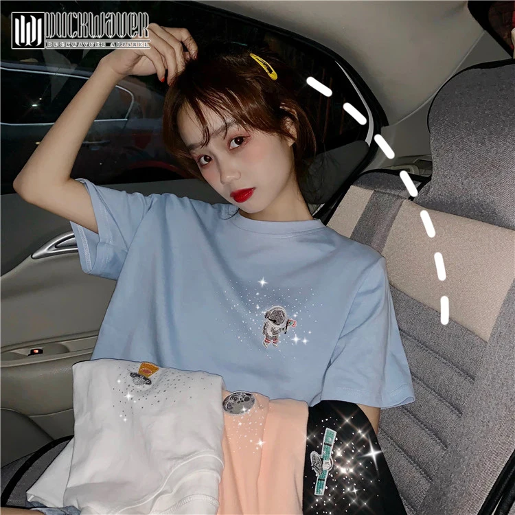 Duckwaver 2019 космическая ракета футболка графическая harajuku Женская Милая Топы femme