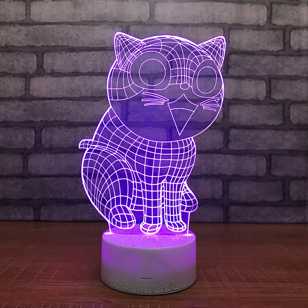 Cheshire cat3D иллюзия Лампа 7 цветов Изменение сенсорный выключатель светодиодный