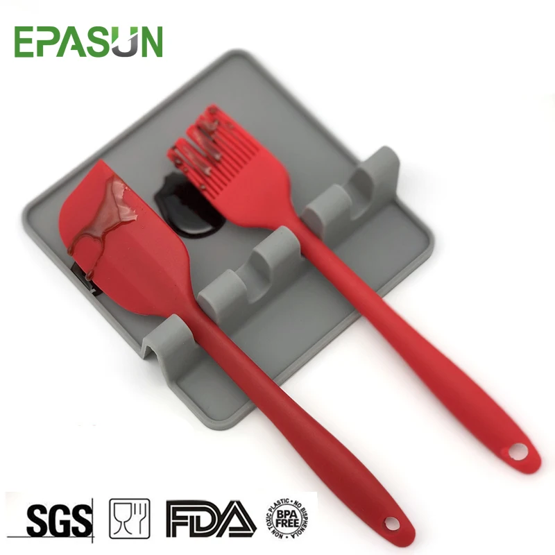 

Kitchen Spoon Holder Silicone Rest Utensil Spatula Mat Ladle Pad Kitchen Cooking Tools Heat Resistant