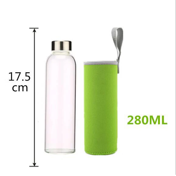 Glass Water Bottle with protective bag Travel Drinkware Portable Bottle Transparent Bottle for Water Tea Glass Sport Bottle
