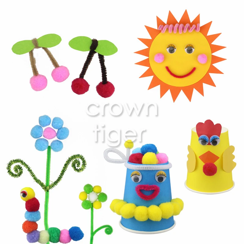 1000 шт 10 мм мягкие круглые пушистые Помпоны разноцветные помпоны для детского сада DIY игрушки для детей для девочек и мальчиков