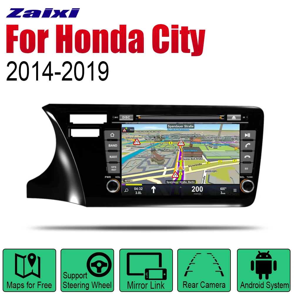 

Android Car DVD GPS Navi for Honda City 2014~2019 player Navigation WiFi Bluetooth Mulitmedia system audio stereo EQ
