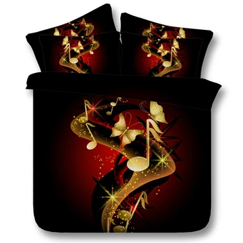 

3D Designer Music Notes Bedding set Star duvet cover bedspread bed sheet bedsheet California King size Queen twin Butterfly 4PCS