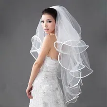 2016 Simple Elegant for Women Short White Vintage Wedding Veils With Pencil Edge Bridal Veils Free shipping