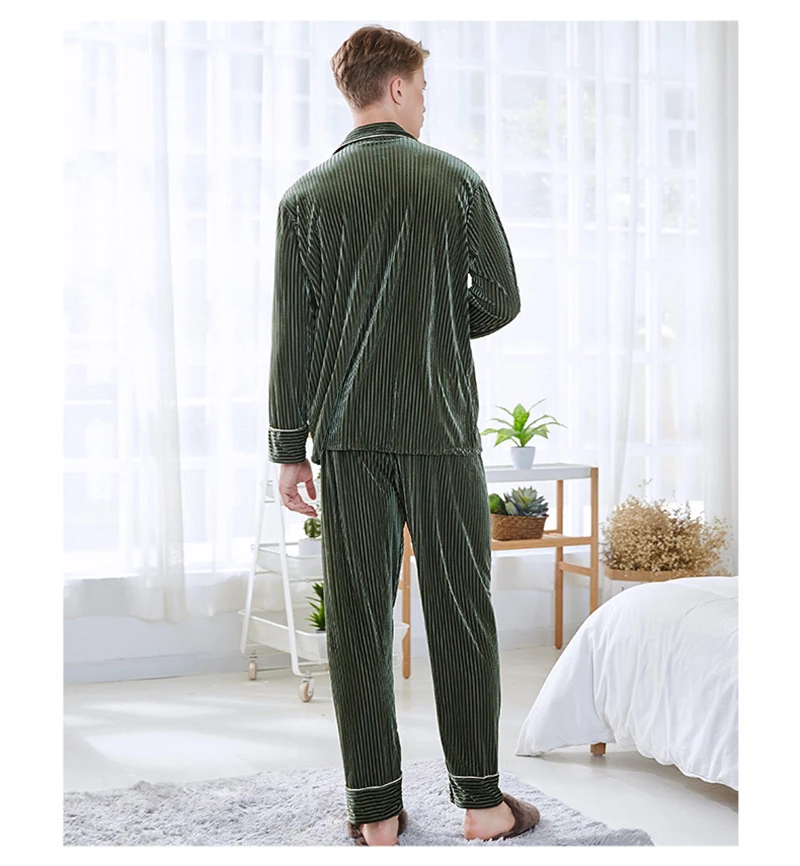 Male Pajama Sets Elegant Fashiom Sleepwear   (13)