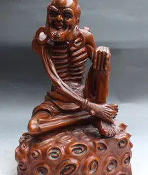 14 "Китайский Хуан хуа Лиму древесины Сидений Архат Дамо Бодхидхарма Дхарма Статуя Будды