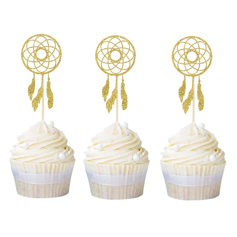 Attrape Reves 12 Pieces Or Argent Decoration De Gateau Pour Mariage Anniversaire Bapteme Style Bohemien Decoration De Gateaux Fete Prenatale 12 Pieces Aliexpress