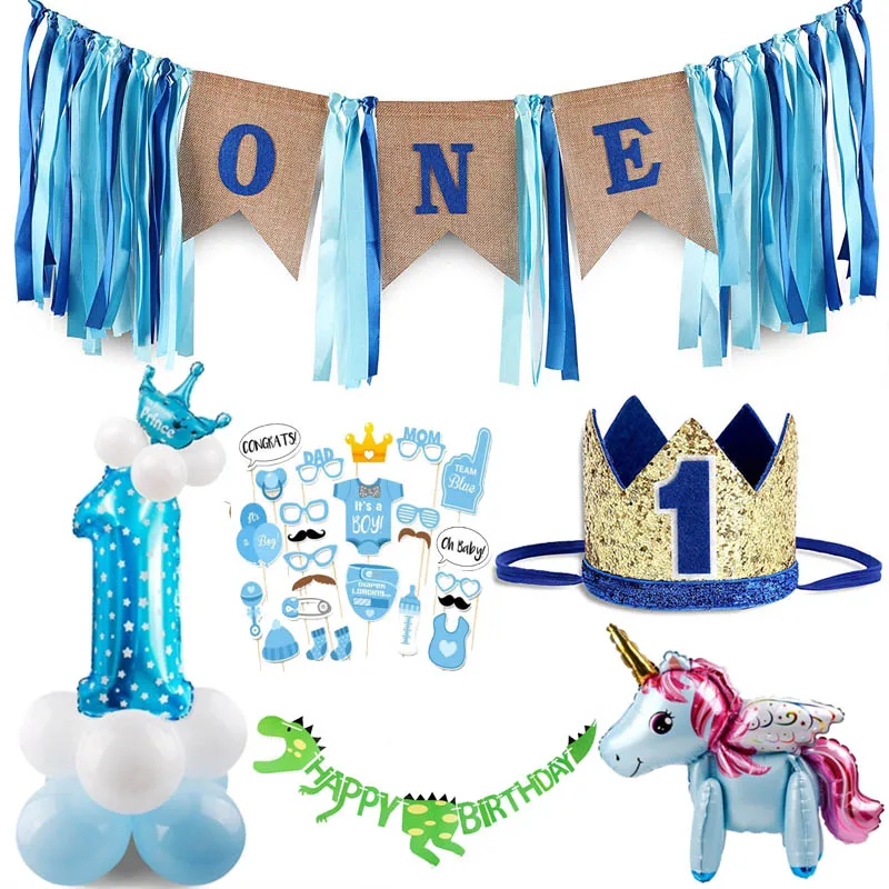 

Boy or girl first happy birthday party decorated baby shower dinosaur unicorn animal balloon aluminum foil helium balloon gender