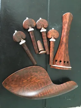 

one set of violin parts Selected snakewood 4/4 violin fittings white bone inlay