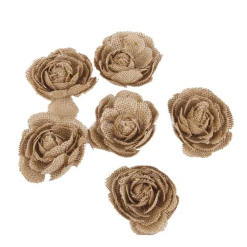 

Burlap Rose Heads Rustic Flower Vintage Wedding Handmade DIY Jute Decoration