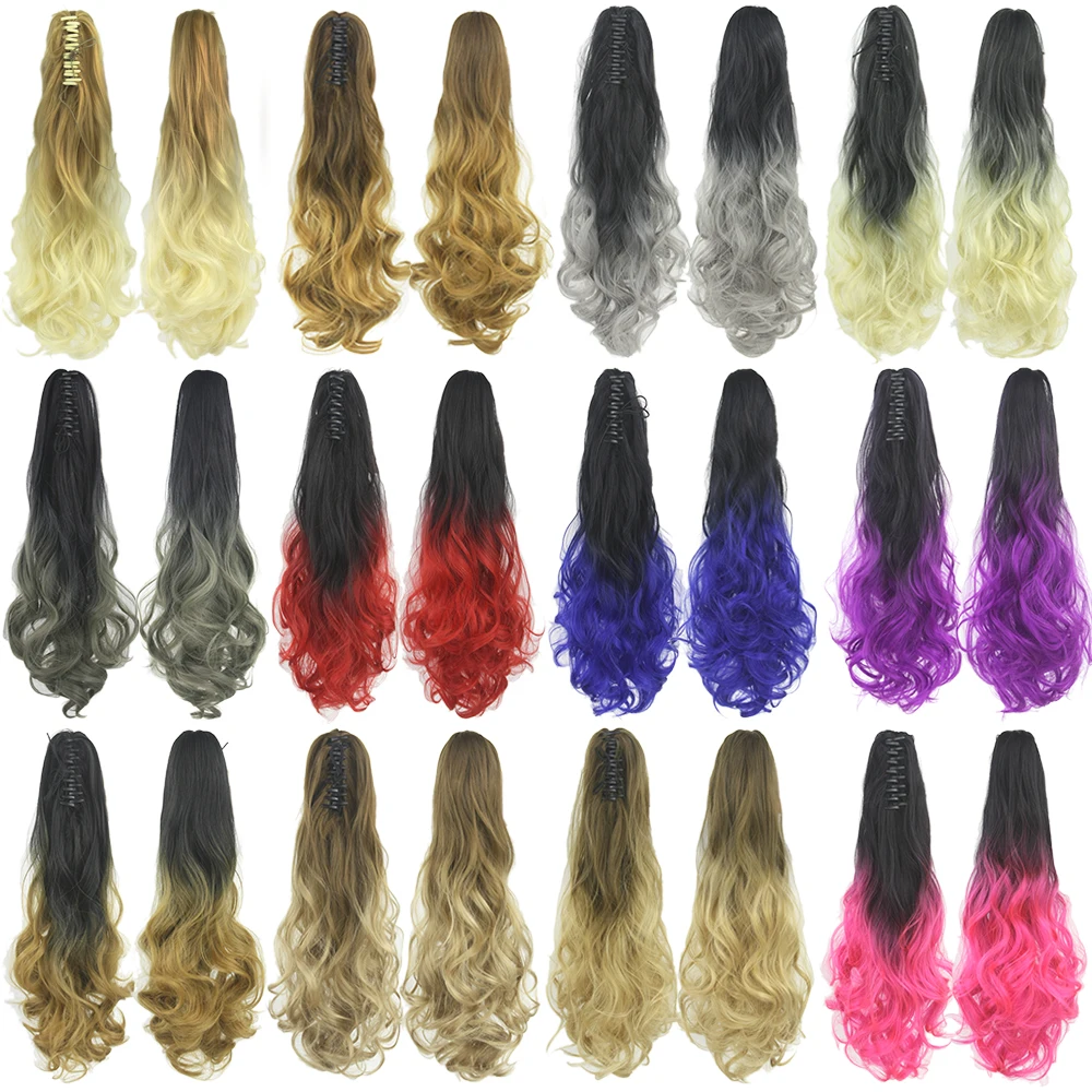  Soowee Curly Brown Ombre Claw Ponytail Synthetic Hair Long Clip In Hair Extension Hairpiece Pony Ta
