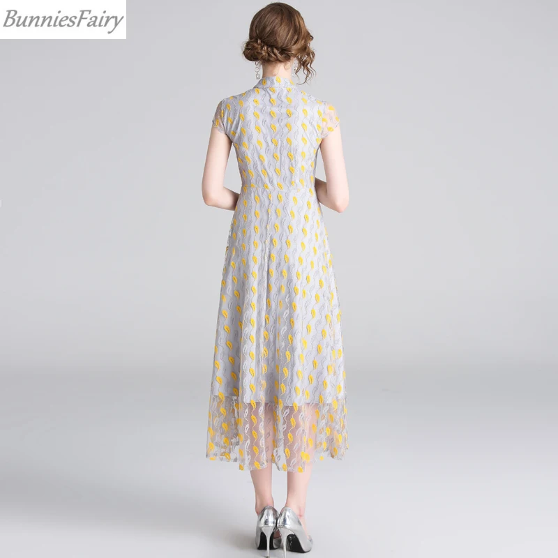 BunniesFairy 2019 летнее женское элегантное платье средней длины в китайском стиле с