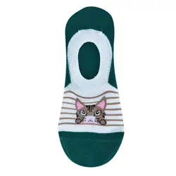 Носки для девочек; 1 пара; женские модные удобные хлопковые носки в полоску с рисунком кота и животного; короткие носки до лодыжки; # YY