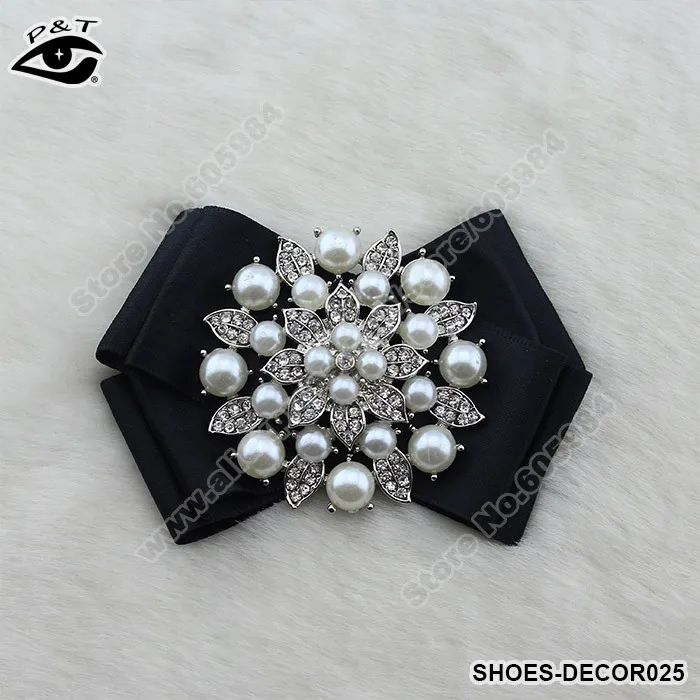 Pearl Rhinestones Flower Fabric Shoe Decor Clip On Shoe Decor Clip Wedding Shoes 8.2x6CM Free