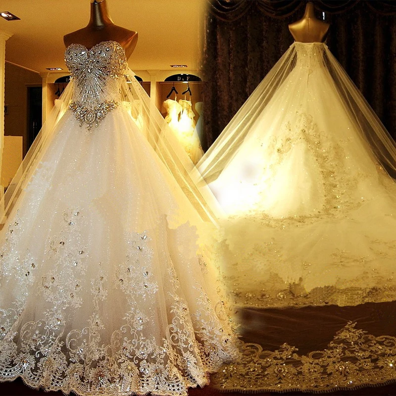 Hot Selling Bride Wedding Dress Luxury Fashion Tube Top Diamond