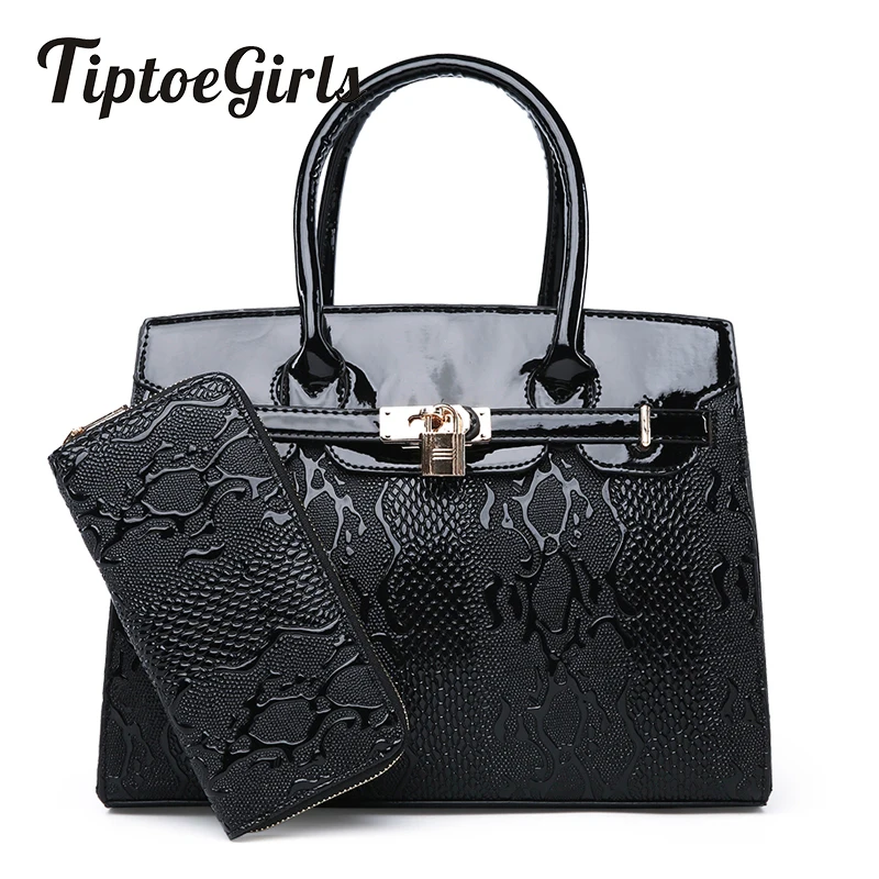 

Tiptoegirls Fashion Snake Pattern Composite Bag Two-Piece Handle Bag New Personality Handbag Wild Csual Shoulder Bag