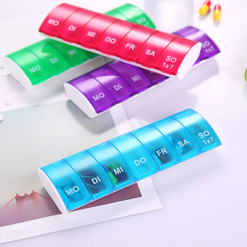 

7 Days Weekly Pill Organizer Tablet Pill Storage Box Plastic Medicine Box Splitters DC88